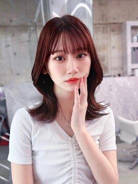 フィヴェント(Fivent) 黒髪韓国小顔レイヤーイメチェン暗めオリーブグレークラゲヘアー