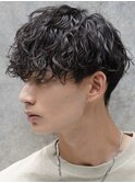 原宿ツイストスパイラルパーマメンズカットセンターパート30代◆