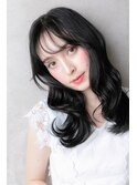 黒髪アッシュxシースルー前髪韓国風小顔ロングZ上尾20代30代40代