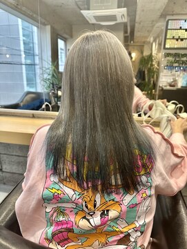 十角髪 ホワイトグレージュ & ダークネイビー