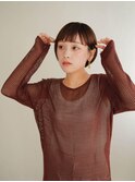 ミディアムヘア/斜めバング/グレージュカラー/甲府駅