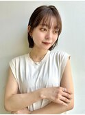 切りっぱなしボブ/シースルーバング/マロンベージュ/柏美容室