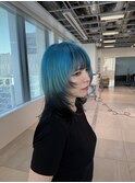 ターコイズブルー×ウルフカット