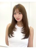 ロングレイヤーエモージュケアカラー似合わせカットシアベージュ