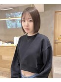 黒髪/ボブルフ/ネビージュ/小顔/ワンレン/栄/髪質改善/前髪