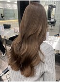 モカベージュモカブラウンくすみピンクグレージュハッシュカット