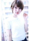 大人かわいい斜めバングひし形耳かけショート【Cloud zero】
