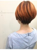 オレンジ マッシュショートヘアー@原宿