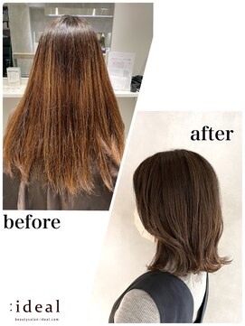 アイディール(:ideal) 春のスタイルチェンジ♪ロングからミディアムへ♪