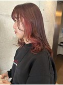ワインレッドイヤリングカラー透け感ブラウンカラー