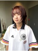 ウルフカット×暖色カラー