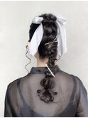 上品な大人可愛い編み下ろしポニー【お呼ばれヘア】