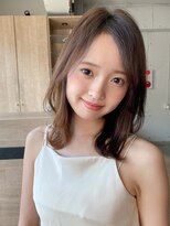 エトラ 渋谷店(etora)&nbsp;小顔 前髪 レイヤーカット オリーブグレー 黒髪"