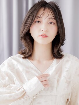 カバーヘア イヴ 戸頭店(COVER HAIR EVE) ツーウェイバングダークグレージュくびれレイヤーカット30代Te1