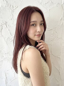 カバーヘア ブリス 大宮西口(COVER HAIR bliss) 秋カラーブリーチなし韓国風ピンクブラウン顔周りレイヤーp大宮