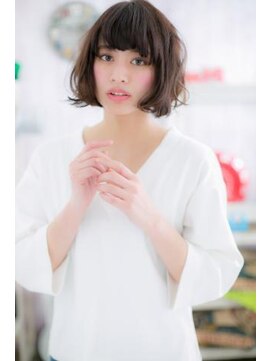 ミック 日暮里店(miq) ダークアッシュくせ毛風フレンチガーリー前下がりボブa1