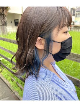 マノハル(MANOHARU) 【わだボブ】ネイビーブルー×イヤリングカラー