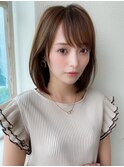 20代30代40代大人かわいい小顔ボブ ひし形シルエット グレージュ