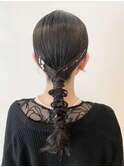 結婚式お呼ばれタイト編みおろしヘアセット