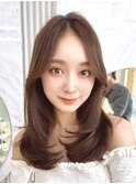 レイヤーカット　かきあげ前髪　似合わせヘア