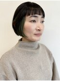 say.イメチェンインナーカラーボブ美髪ワイドバンググリーン