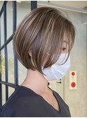 天神大名ダブルカラーショートボブショートカットハイライト
