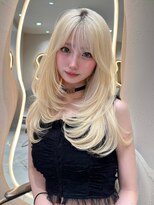 サイン 渋谷(SIGN)&nbsp;韓国ヘアワンカールザグザグレイヤーカット×ハイトーン