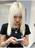 16027ブリーチ＆ダブルカラーホワイトブロンドアッシュブロンド