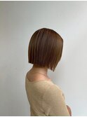 ウルフカットくびれヘアアプリコットオレンジハイライトカラー