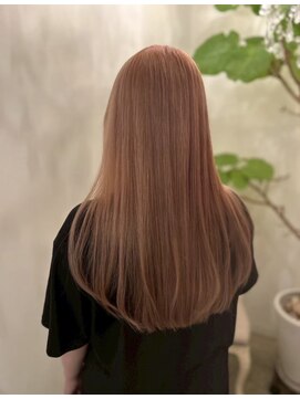 ハイトーンピンクオレンジ/艶ロング