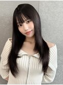 ココアベージュ×レイヤー[小顔/黒髪/オリーブグレー]