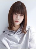 【over hair】マロンブラウン×ミディアムストレート