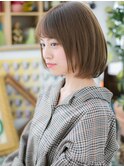 ★斜めバングxカーキアッシュ小顔ミディアムボブ20代30代40代★8