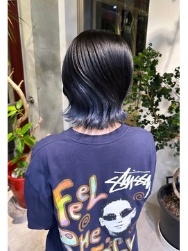 ヲタク(wotaku.) ブルーカラーブルーブラックネイビーブルーインナーカラーボブ