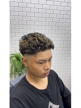 極道パーマ+メッシュ