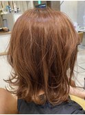 抜け感エアリー外ハネミディアム♪透明感オレンジブラウン