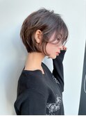 大人クール20代30代40代黒髪前下がりショートボブ丸みショート◎