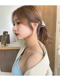 大人可愛い韓国顔まわりカットレイヤーカット美髪ネビージュ