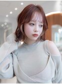 大人かわいい前髪セシルカットココアブラウンフリンジウェーブ