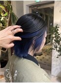 インナーカラーブルーネイビーカラーブルーブラックダブルカラー
