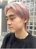 韓国メンズホワイトシースルーマッシュアッシュグレージュカラー