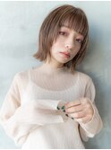 大人かわいい前髪セシルカットココアブラウンフリンジウェーブ