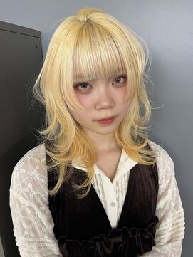 キバ(kva) ▽□□▽ハイトーンブリーチ抜きっぱなしウルフ