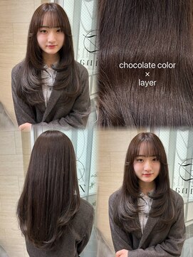 ジーナ 熊本(Zina) チョコレートブラウン/レイヤーカット