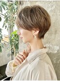 大人ショートレイヤー/白髪ぼかしハイライト/表参道/30代40代