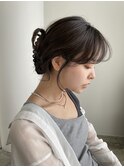シースルーマッシュハイライトセミロングブリーチなしカラーボブ