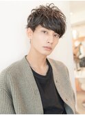 アッシュブラック/マッシュパーマ/刈り上げ/ツーブロック