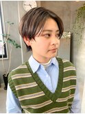 ウルフカット、ハンサムショート、ハイライト、グレージュ
