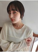 小顔前下がりショート×オリーブブラウン
