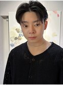 シースルーマッシュコンマヘアダウンパーマウルフ韓国ヘア黒髪